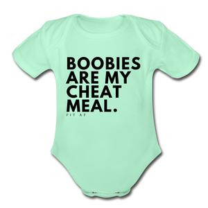 Boobies Are My Cheat Meal Toddler Onsie - light mint