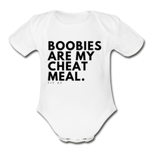 Load image into Gallery viewer, Boobies Are My Cheat Meal Toddler Onsie - white