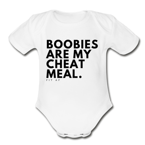 Boobies Are My Cheat Meal Toddler Onsie - white
