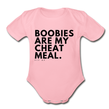Load image into Gallery viewer, Boobies Are My Cheat Meal Toddler Onsie - light pink