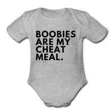 Load image into Gallery viewer, Boobies Are My Cheat Meal Toddler Onsie - heather gray