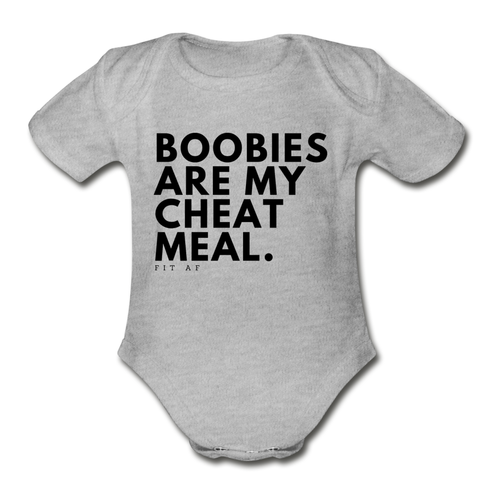 Boobies Are My Cheat Meal Toddler Onsie - heather gray